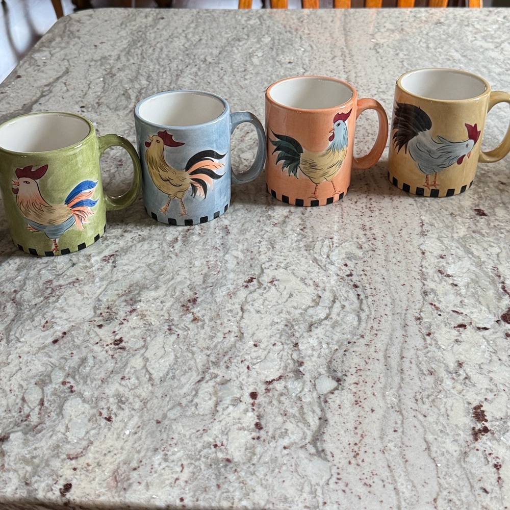 Rooster Ceramic Coffee Mug Set - Picture 3 of 12